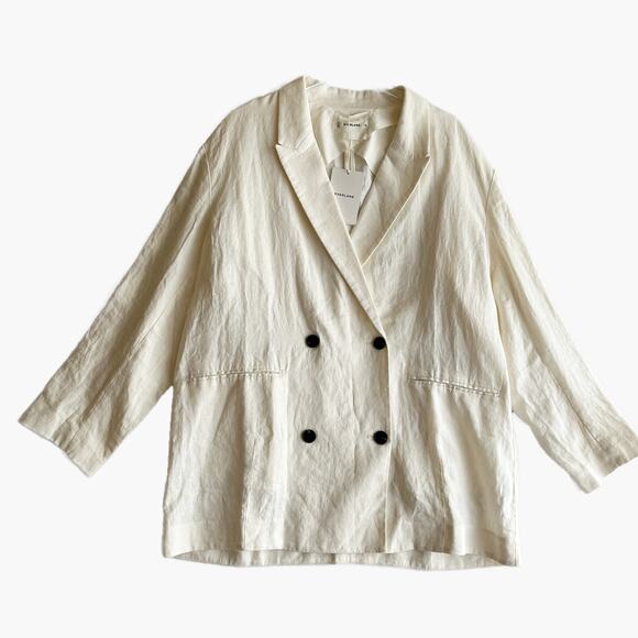 Everlane Linen Double Breasted Blazer Cream Quiet Luxury Elevated Basic Cream 16 - Picture 2 of 8